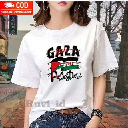 KAOS SAVE PALESTINA // KAOS FREE PALESTINA / KAOS BELA PALESTINA WANITA 24s