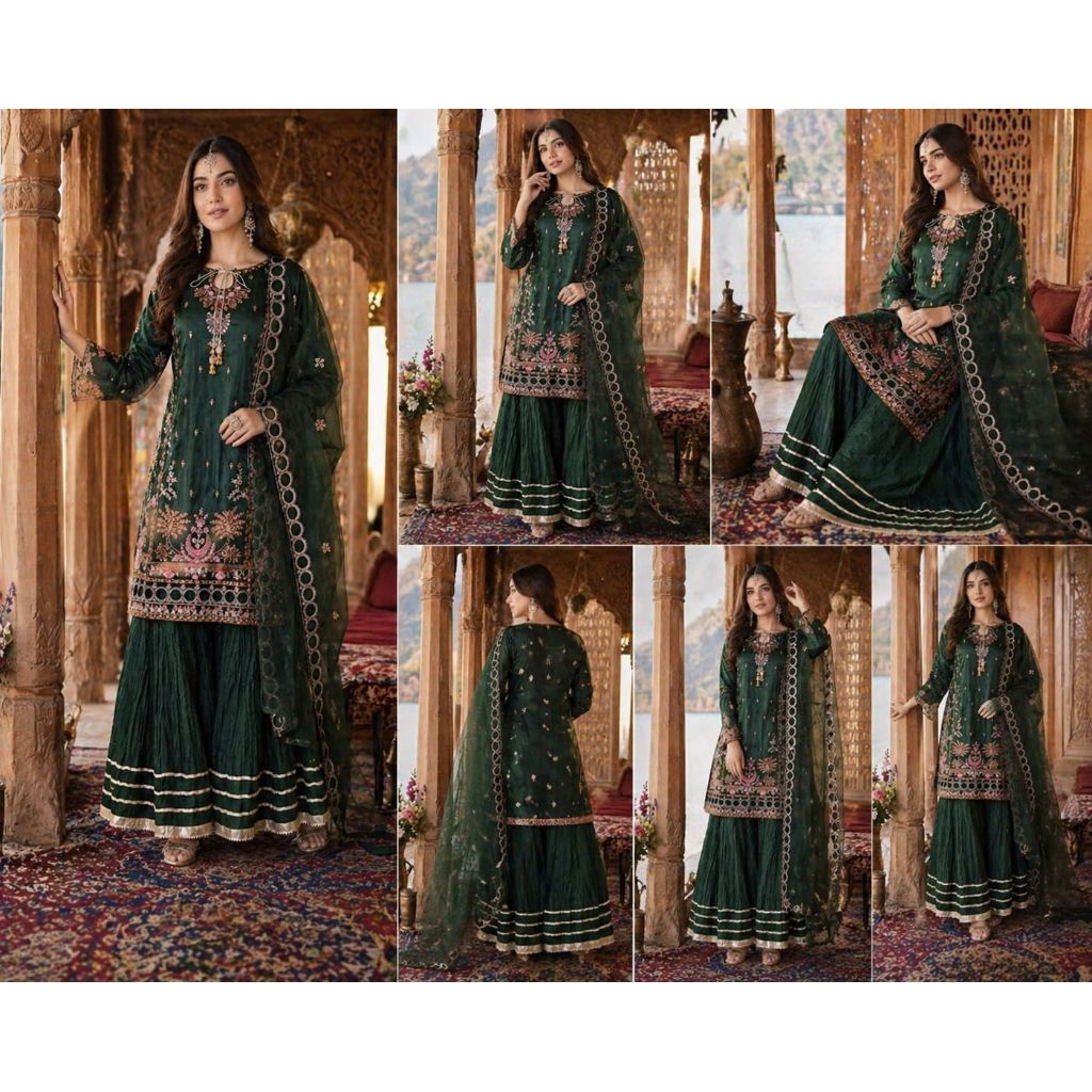 Baju India Pakistan Premium Sharara Palazzo Kurti Kurta wanita pesta party Bollywood