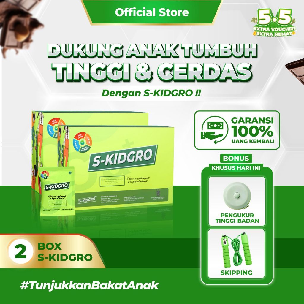 S-KIDGRO 2 BOX – Vitamin Peninggi Badan Anak Usia 2–15 Tahun Tinggi Kalsium