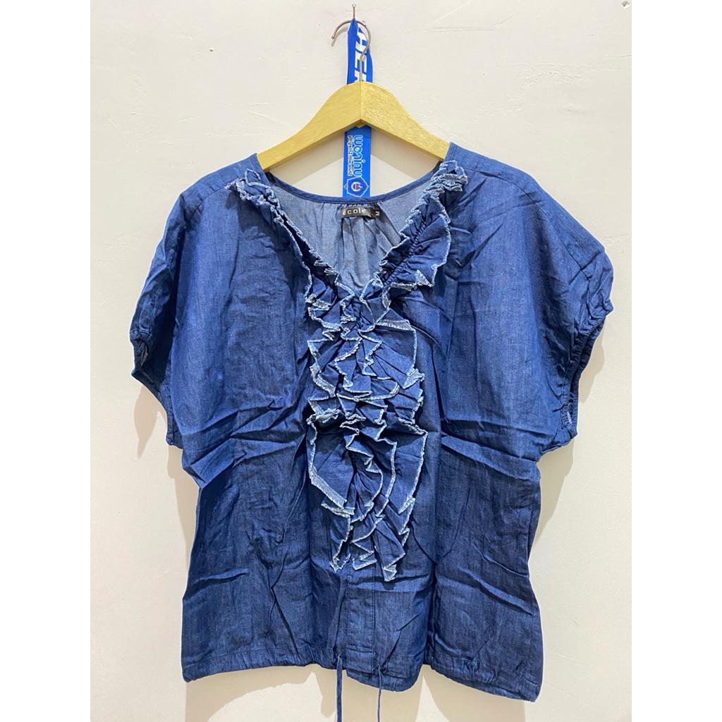 Prelove blouse denim ruffle