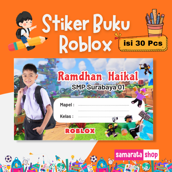 Stiker Nama Buku Sekolah Roblox Sticker Label Nama Anak Sekolah Model Roblox