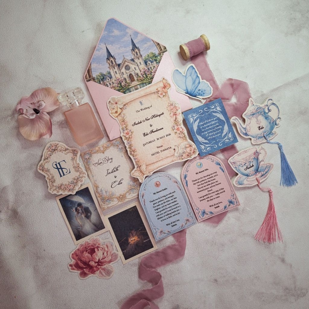 MAY NEW KATALOG | Fairy Theme Wedding Keepsake Vows Calligraphy Invitation