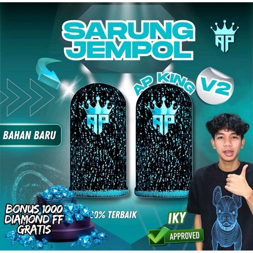 ( Sarung Jempol AP King V2 Dan Cleam 1000 Dm  ) Aksesoris Gaming Anti Keringat, Logo Reflectif Holog