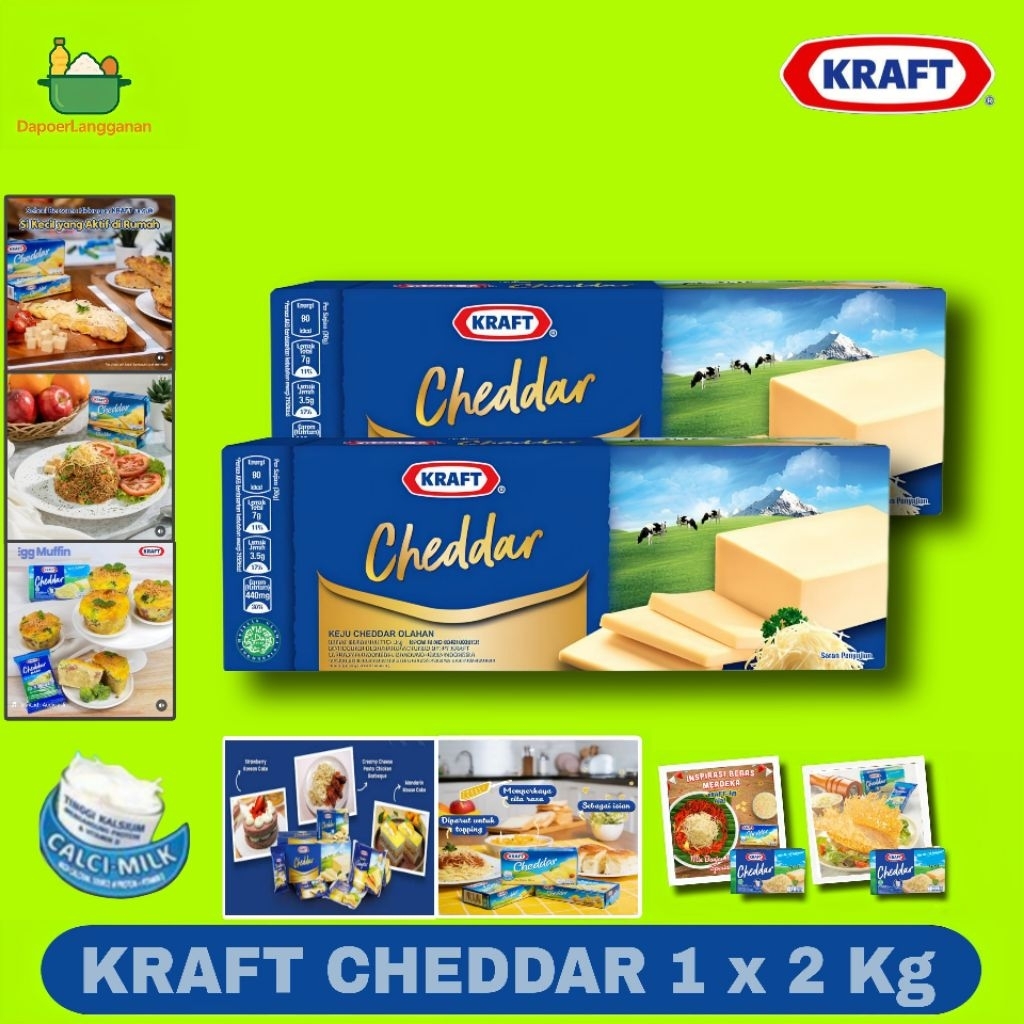 KRAFT Cheddar 2kg Keju Cheddar Blok - Keju kraft 2kg