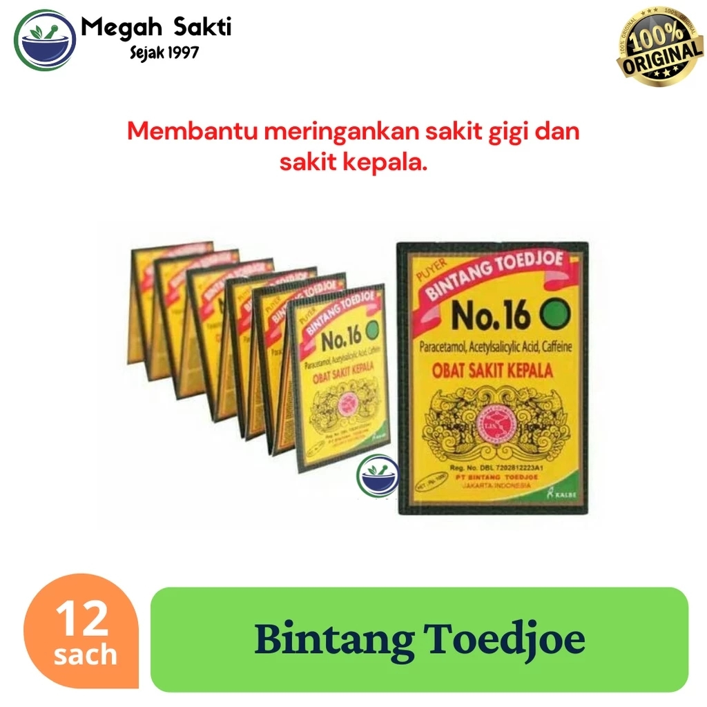 Puyer 16 Cap Bintang Toedjoe / Puyer Bintang 7 No 16 Isi 12 Sachet - Puyer pereda Sakit Kepala dan S