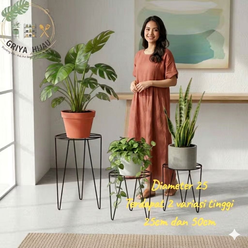 Tinggi 50 cm/DUDUKAN RAK POT BUNGA /RAK POT BESI KOKOH MINIMALIS