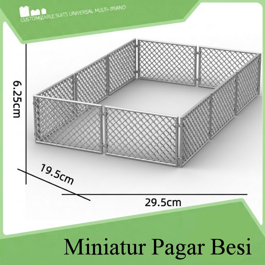 HBC 10 Miniatur Pagar Besi - LOT Pembatas / Kandang / Penjara - Suku Cadang Mainan Diorama / Brick