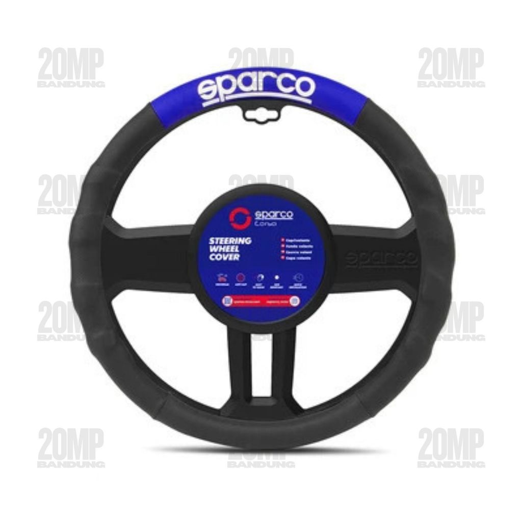 Sarung Stir Mobil PU STEERING WHEEL COVER PU BLK/BLU SPARCO