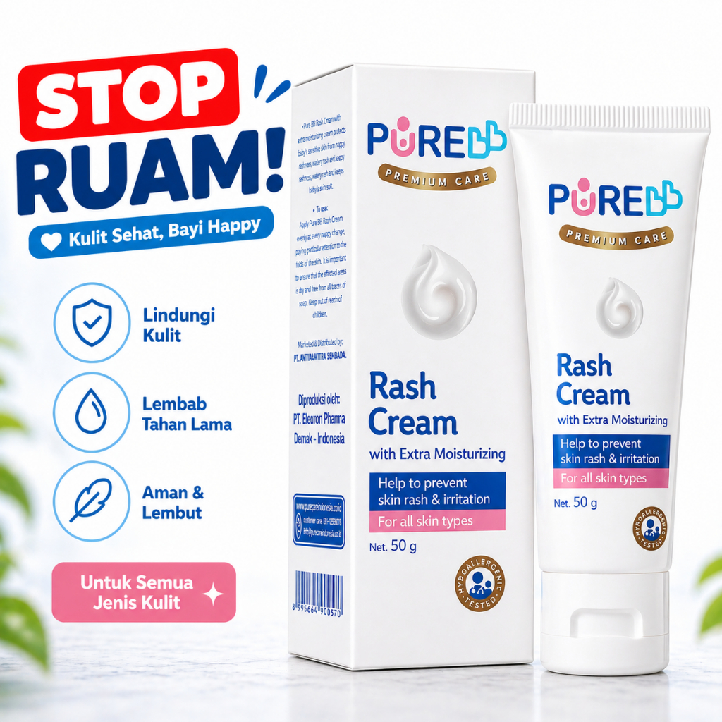 Cream Ruam Bayi Ampuh Hilangkan Ruam Popok Cepat | Lembut & Aman Hypoallergenic 50g