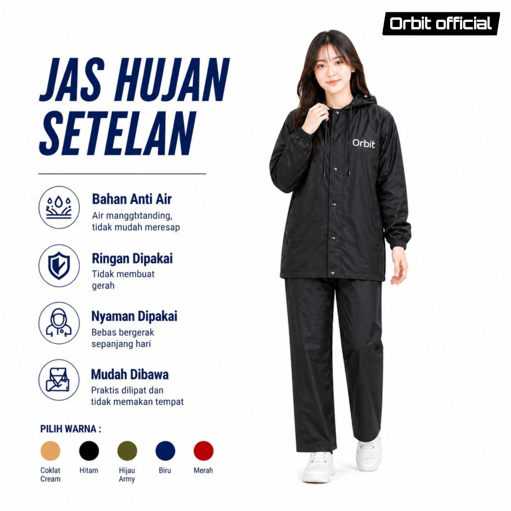 Jas Hujan Mantel Hujan Pria Wanita Bahan PVC Premium Tebal dan Kuat