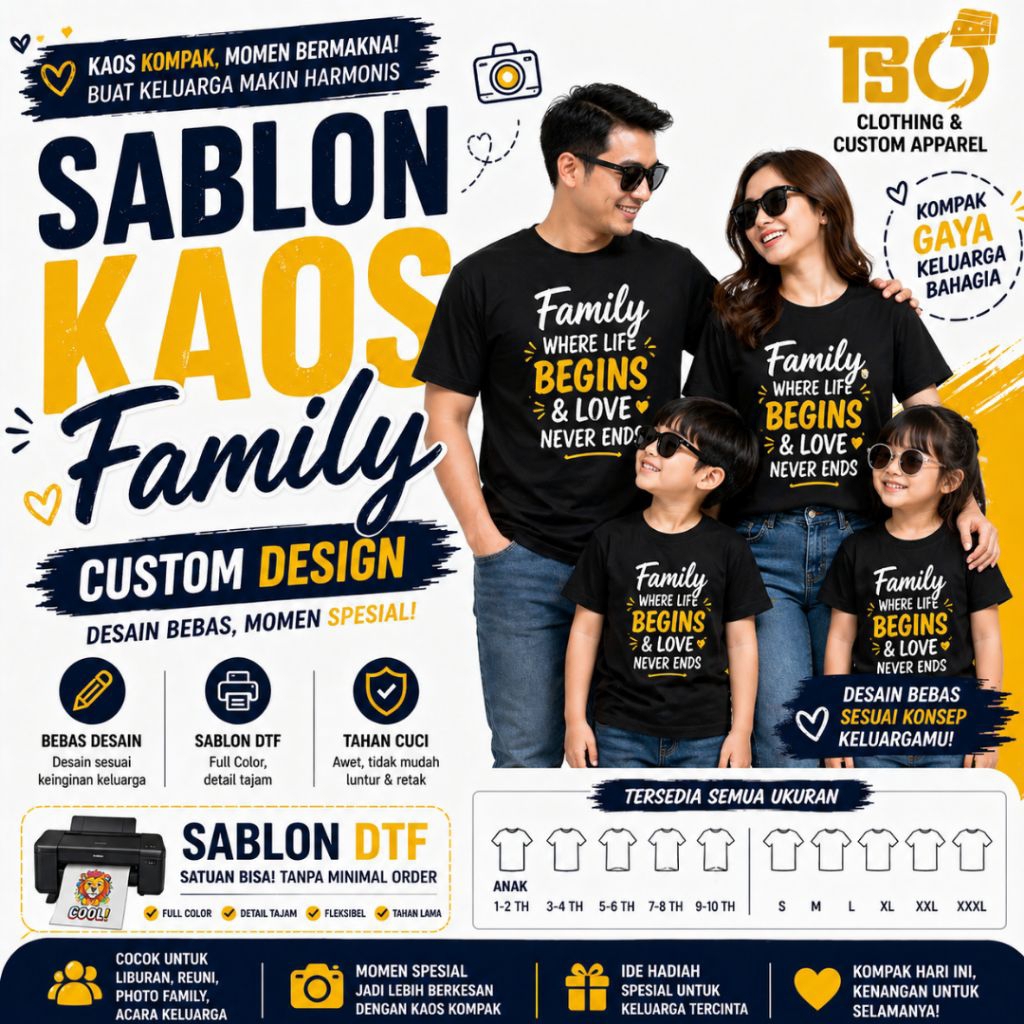 Kaos Family Sablon Custom | Bebas Desain