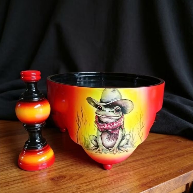 Tebok pleci airbrush kodok bertopi