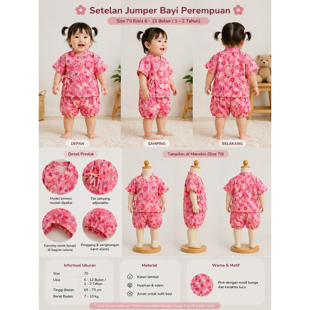 Baby Jinbei / Jinbei Bayi Size 70 [Pernah Dipakai]