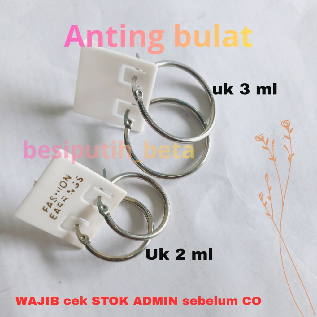 anting bulat besi putih ambon asli