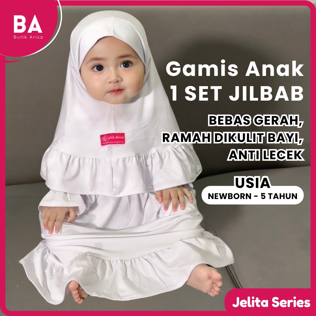Gamis Putih Anak Perempuan 1 5 2 Tahun | Gamis Anak 3 Tahun | Baju Gamis Putih Anak Balita Perempuan