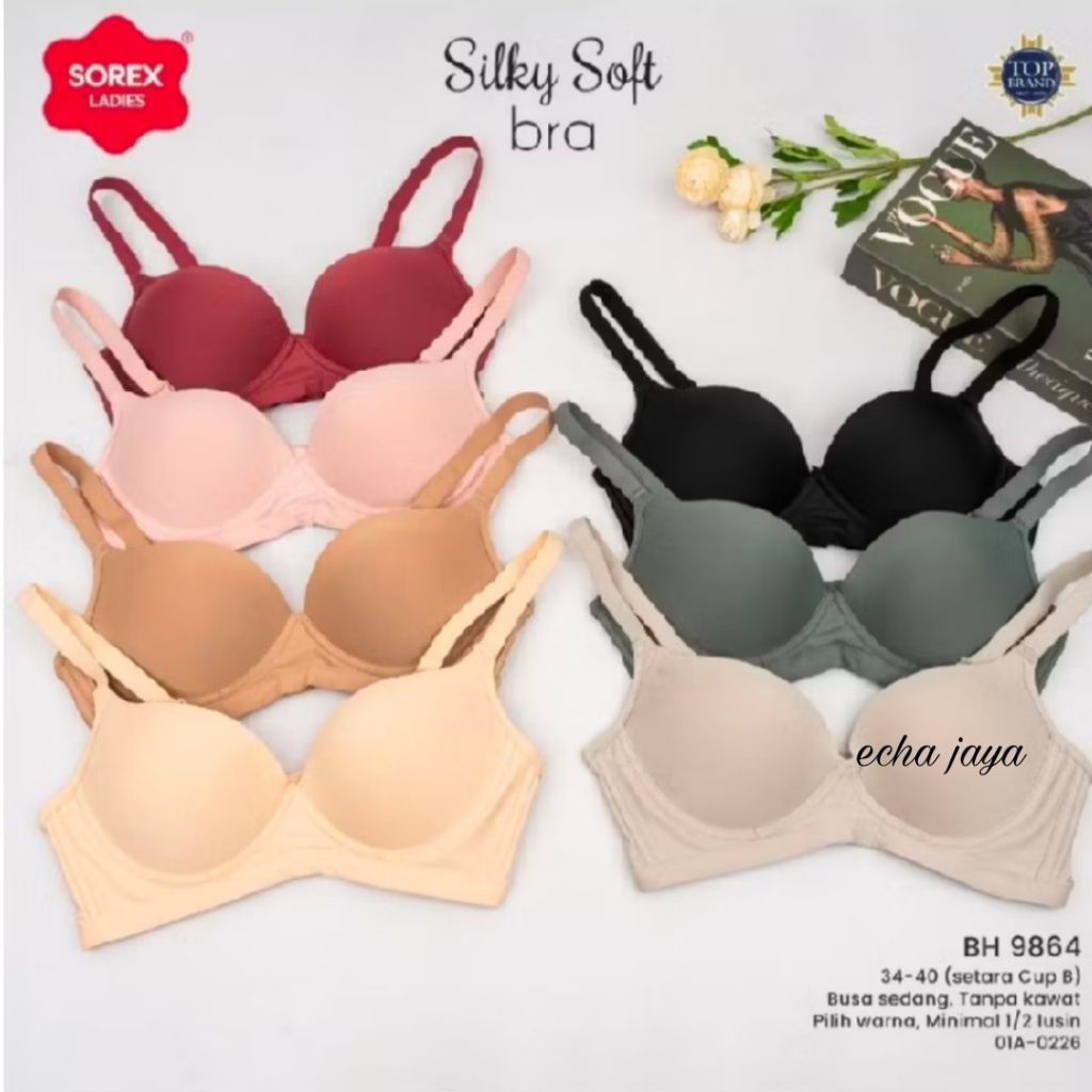 bh/ bra sorex silky soft bra push up busa sedang tanpa kawat cup b bh 9864