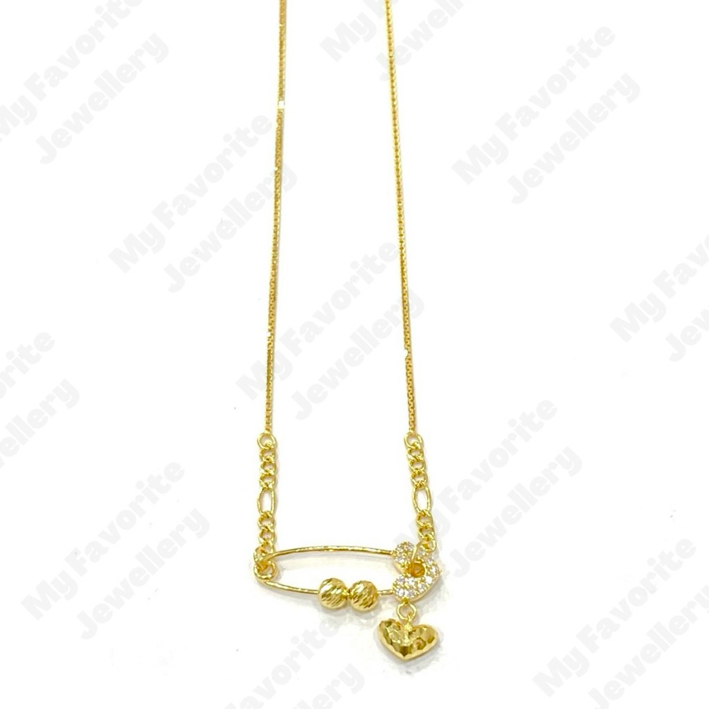 Kalung Italy Peniti Love Simple Emas Asli Kadar 700 16K