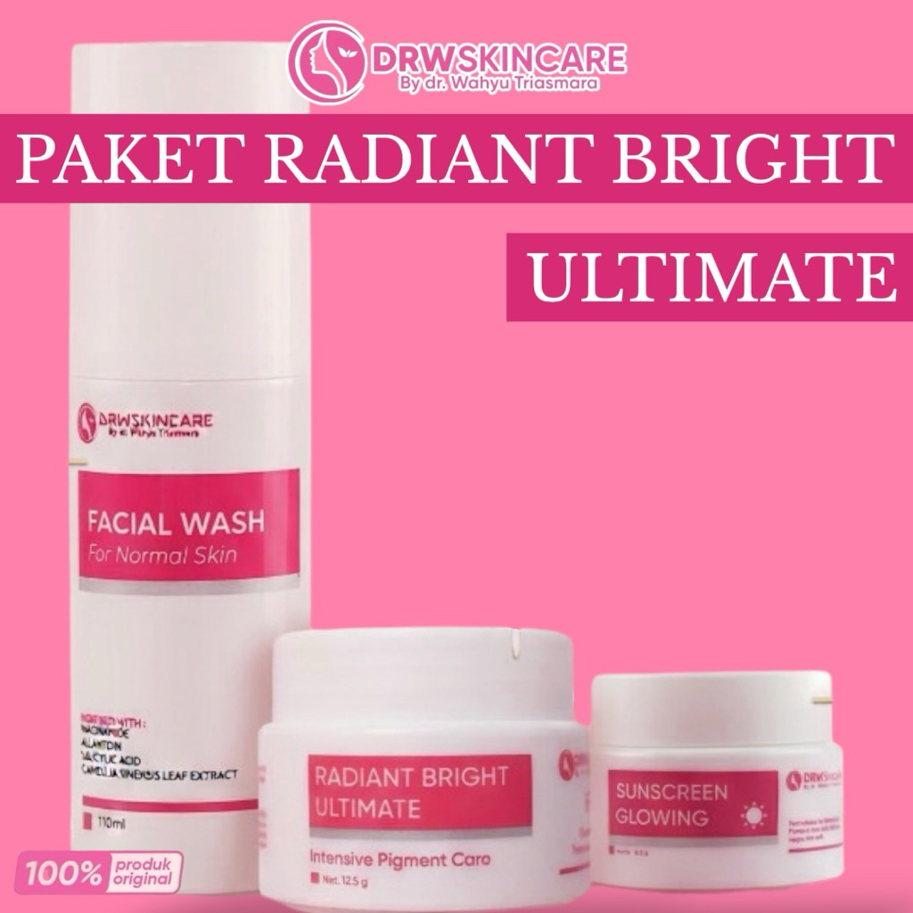 Drw Skincare Paket Radiant Bright Ultimate Cream Flek Hitam Kusam Bekas Jerawat Wajah Susah Putih Kr