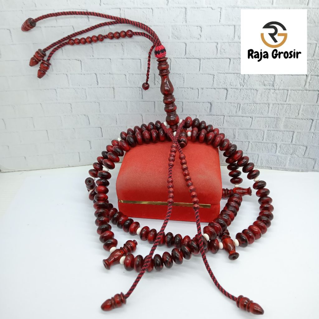 Tasbih tijani akar Bahar merah full benang rajut Cs13