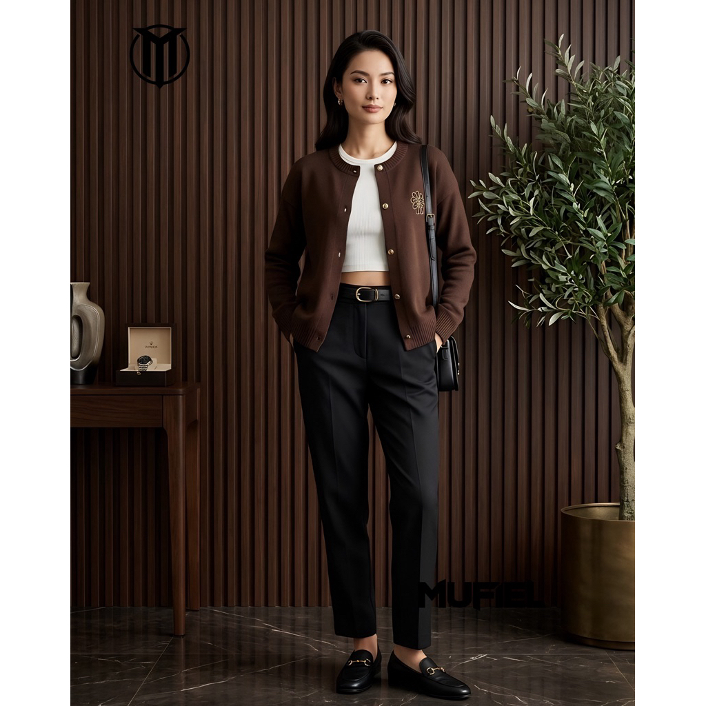 Cardigan Rajut Bunga Wanita - Sweater Knit Floral Korea Style Premium