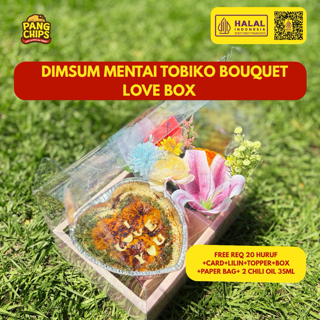 Dimsum Mentai Tobiko Bouquet Love Box Isi 15 Mini / 10 Reguler | dimsum buket bunga