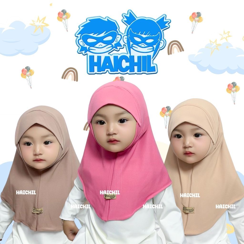 HAICHIL| Hijab Anak Bayi Dagu Malay Usia 0-1 Thn Jilbab bayi Hijab bayi Kerudung anak usia 3-6 th be