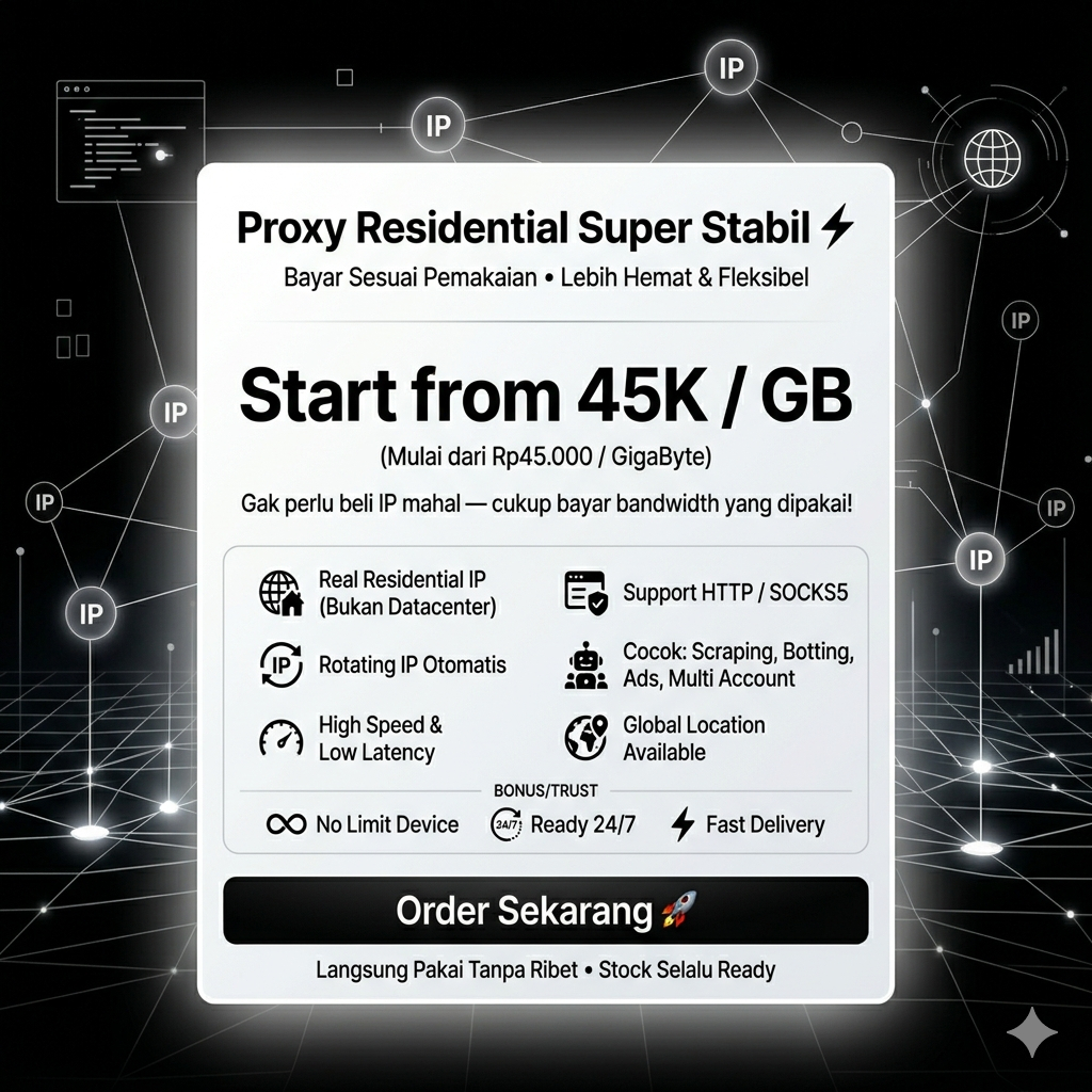 PROXY BANDWIDTH 1GB/5GB | STABIL & CEPAT | READY STOCK | RECOMMEND SOFTWARE