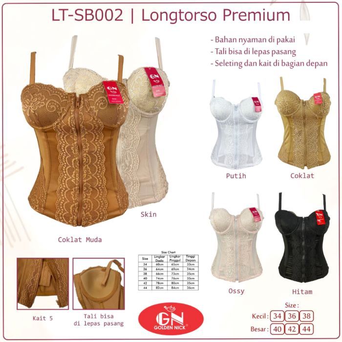 Golden Nick Longtorso Kamisol Renda Premium SB002 / Korset Bra Pelangsing Dalaman Kebaya