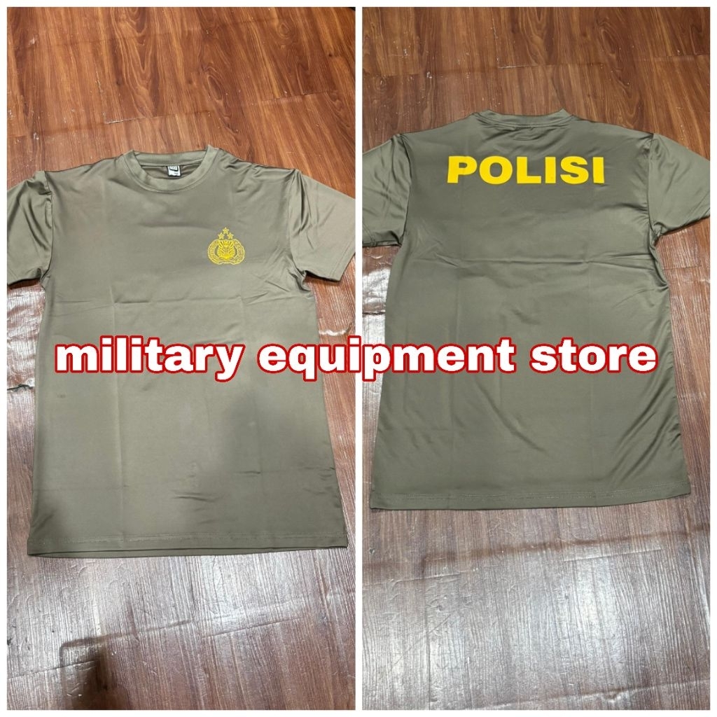 KAOS DALAM POLISI BAHAN DRYFIT JERSEY ASLI JATAH PEMBAGIAN - KAOS DALAM POLRI - KAOS COKLAT LOGO POL
