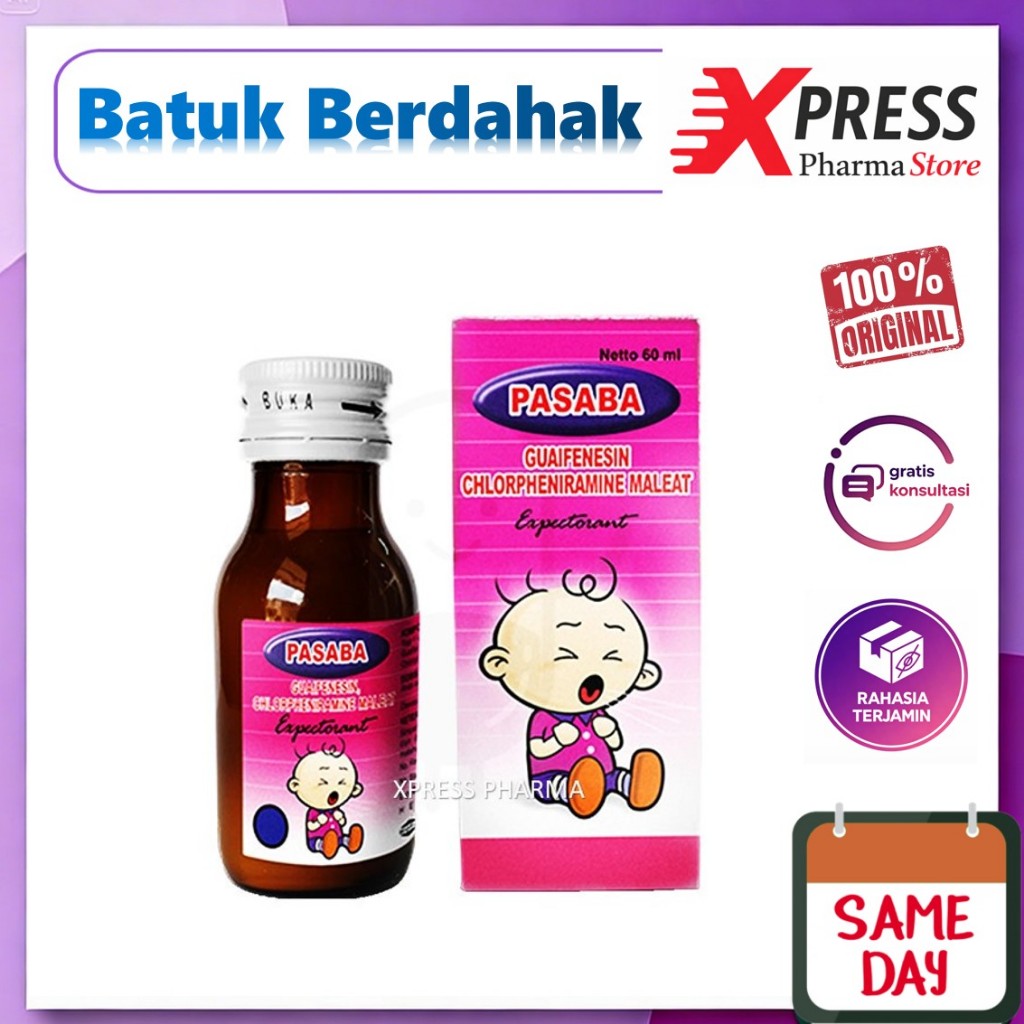 XPRESS   Pasaba Expectorant Syrup 60 ml Sirup Obat Batuk Berdahak Ekspektoran Baby Babys Cough Espek