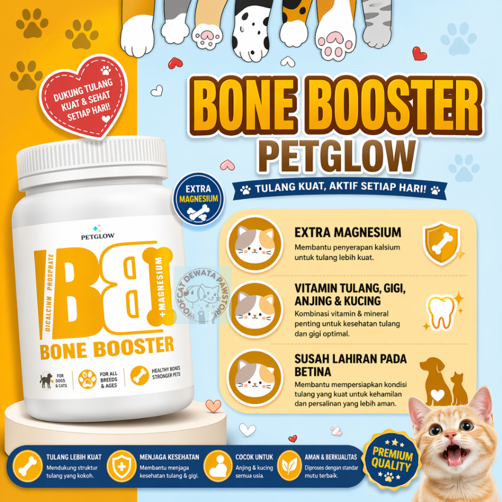 Petglow BB Bone Booster with Extra Magnesium Vitamin untuk Tulang dan Gigi Kucing Anjing Penguat Tul