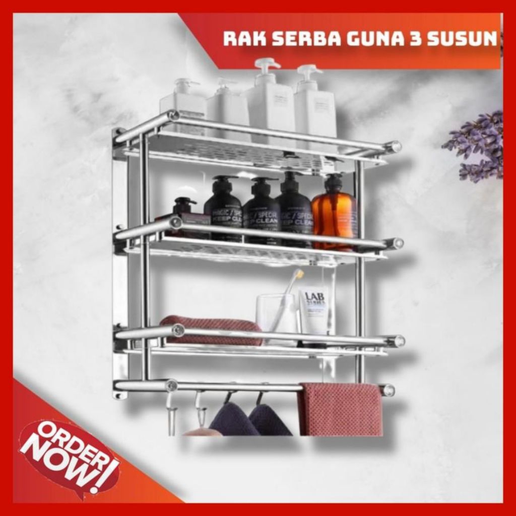 Rak Kamar Mandi Serbaguna Susun Stainless Rak Bumbu Dapur - 2 susun
