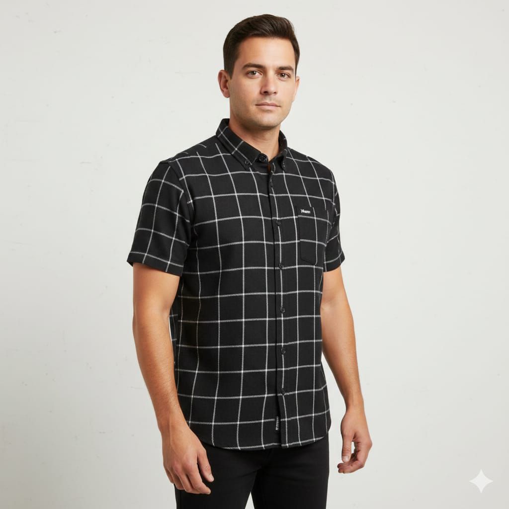 Kemeja Flanel Pendek pria  Kemeja kotak kotak cowok original ukuran XXL-XXXL