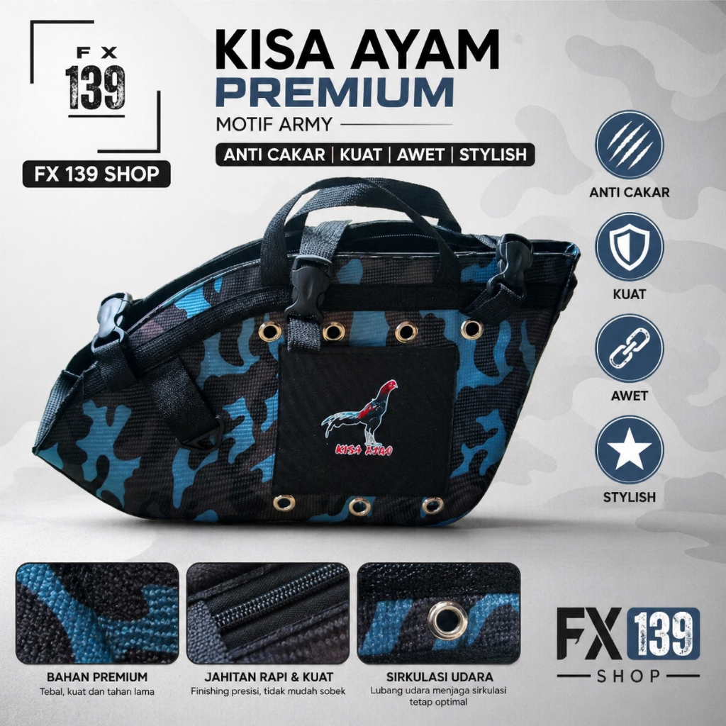 Kisa ayam premium motif army  tas ayam jago premium