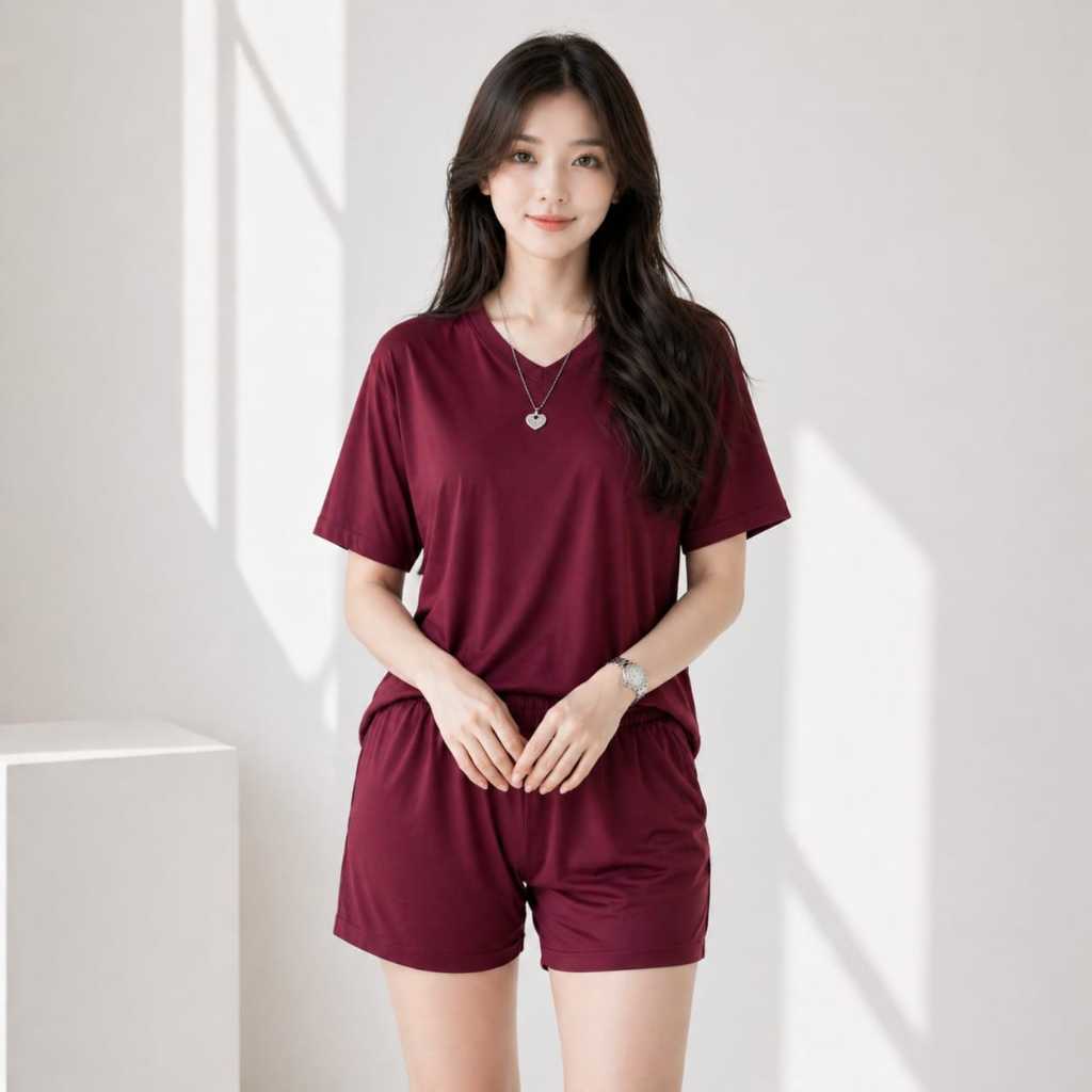 One Set Jumbo Setelan Wanita Big Size Celana Pendek Bahan Jersey IF 152