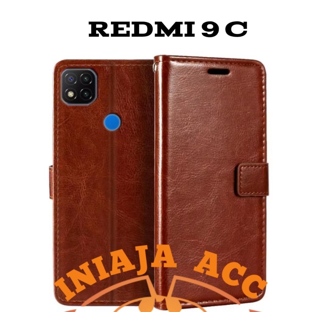 CASE XIAOMI REDMI 9C LEATHER CASE SARUNG HP DOMPET KULIT FLIP COVER CASE BUKA TUTUP KESING DOMPET