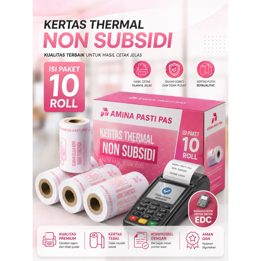 10 roll kertas struk thermal edc 57x40mm logo (spbu)