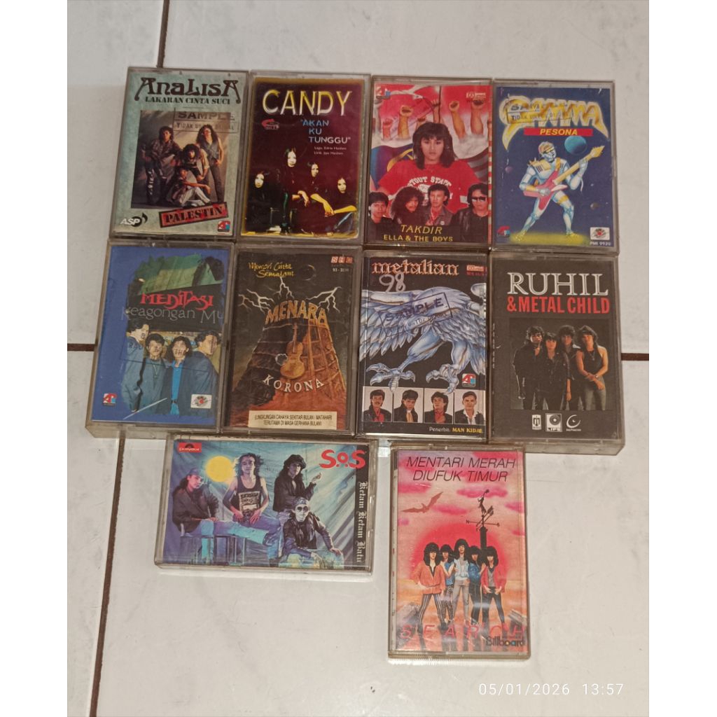 kaset ANALISA-Lakaran Cinta Suci / CANDY-Akan Ku Tunggu / ELLA-Takdir / GAMMA-Pesona / MEDITASI-Keag
