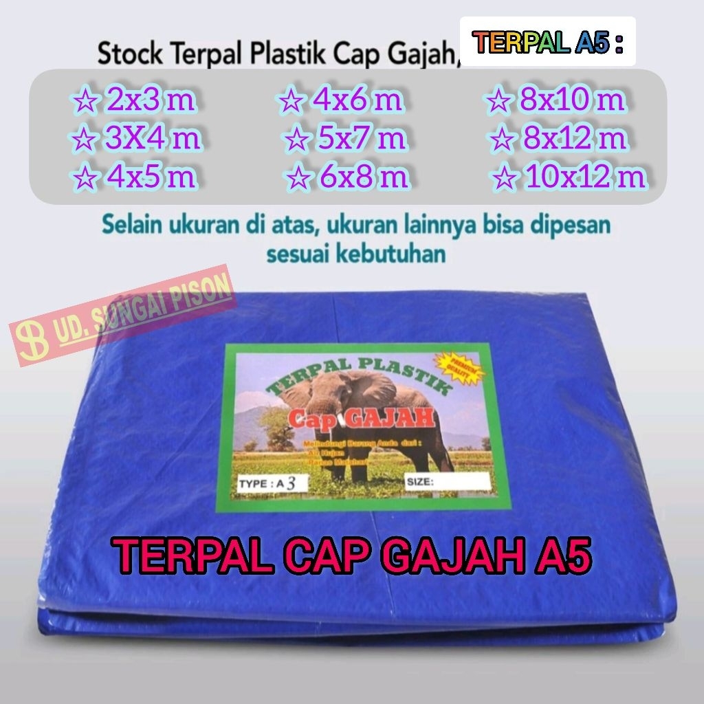 TERPAL PLASTIK A5 GAJAH 2x3, 3x4, 4x5, 4x6, 5x7 meter TEBAL SEDANG GROSIR