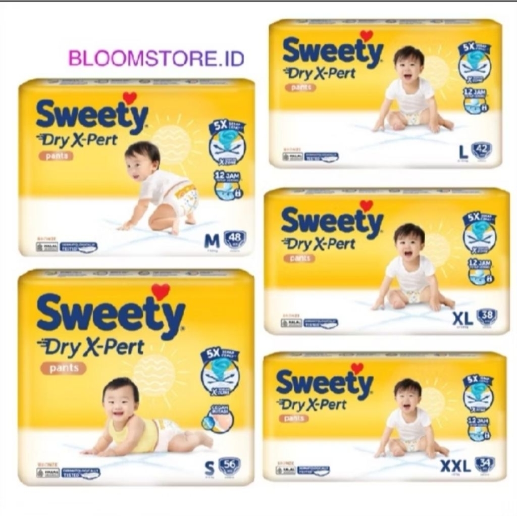 Sweety Dry X-Pert Pants 1 Ball PAMPERS/POPOK BAYI UKURAN S M L XL untuk Kebutuhan Harian Bayi Anda