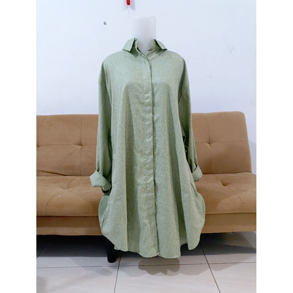 Tunik Kemeja Wanita Motif Polos Bahan Katun Madinah
