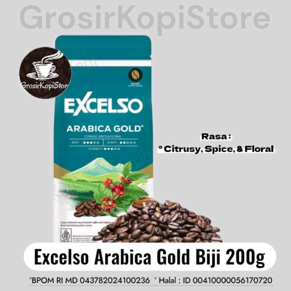 Coffee Bean Excelso Arabica Gold 200g| Kopi Excelso Arabica Gold Biji 200g