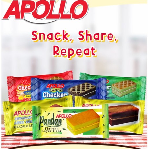 Apollo Pandan Chocolate Apollo Strawberry Layer Cake isi 8pcs Apollo Cocoa cokelat
