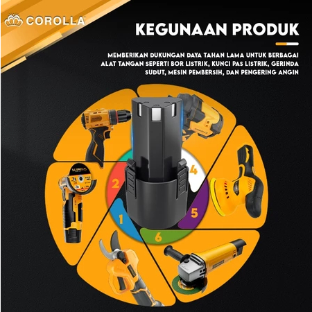 COROLLA Baterai lithium 12V Baterai Mesin For Lithium Tools Batre Impact Baterai