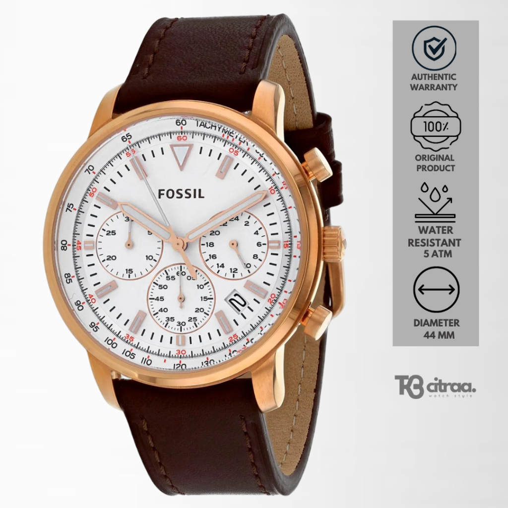 Jam Tangan Pria Fossil Goodwin Chronograph Kulit Casual Original FS5415