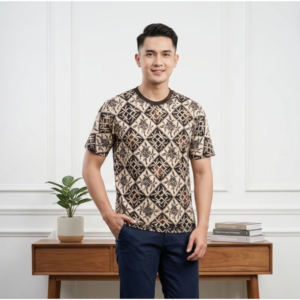 KAOS BATIK PRIA KAOS OBLONG MOTIF BATIK TERBARU KATUN PREMIUM TSHIRT DISTRO BATIK KHAS PEKALONGAN FA