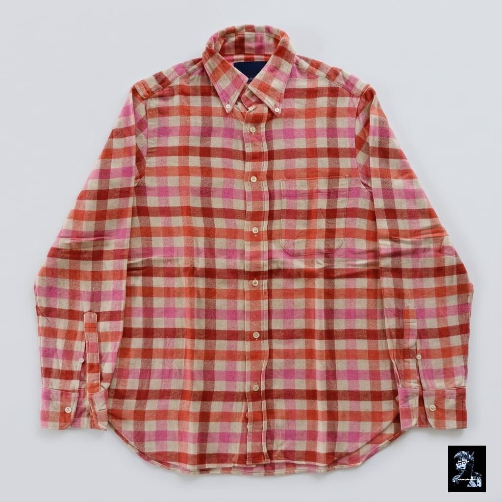 Flannel Shirt - Ships Sz M Square Pattern Kemeja Casual Pria Wanita Motif Kotak Kotak Bahan Flanel F