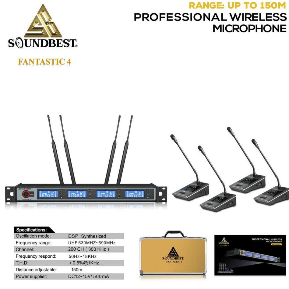 Microphone Wireless Conference Soundbest Fantastic 4 Mic Meja