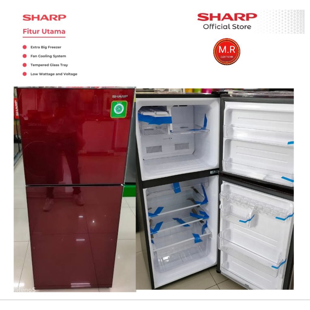 KULKAS SHARP 2 PINTU SJ-326XG-MR 256 LITER GARANSI RESMI SHARP 5 TAHUN