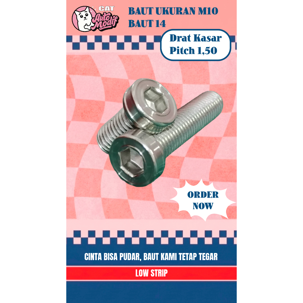 Baut Stainless M10 Baut 14 Model Low Strip